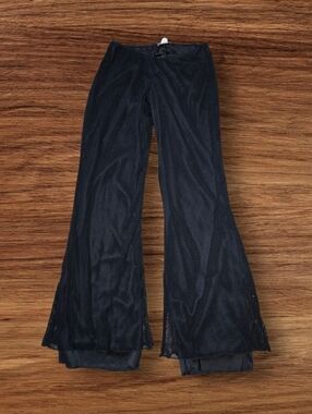 Wet Seal Vintage Ultra Low Rise Flare Black Mesh Pants
